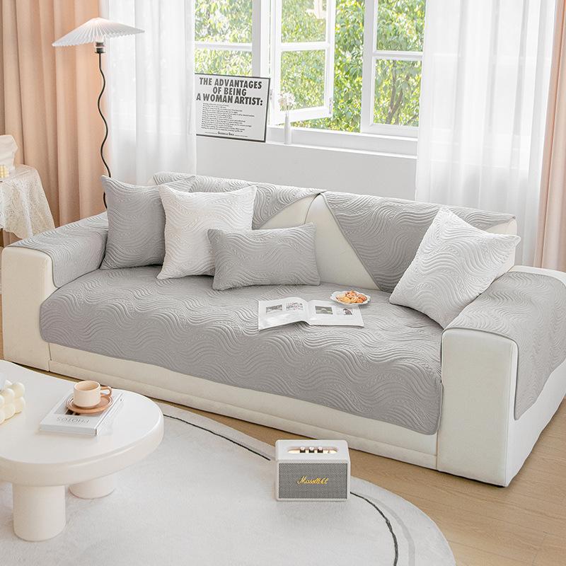 Universal-Sofabezug aus Baumwolle, rutschfest, Frühling, für Wohnzimmer, Sofabezug, Jacquard, für Zuhause, staubdicht, Tuch, Handtuch, waschbar, lichtecht 70x70cm 1pcs grau von Joom DACH