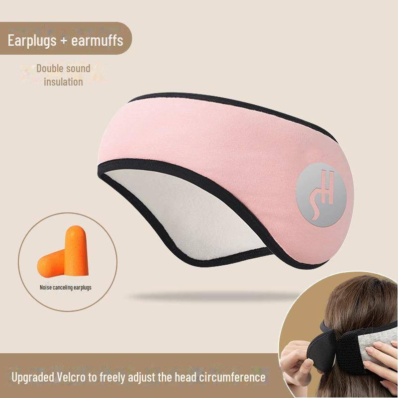 Universelle geräuschisolierende Ohrenschützer mit Augenmaske zum Schlafen und für Wintersport im Freien – Klettverschluss und Samt für Damen und Herren Velcro + Earplugs; One Size rosa von Joom DACH