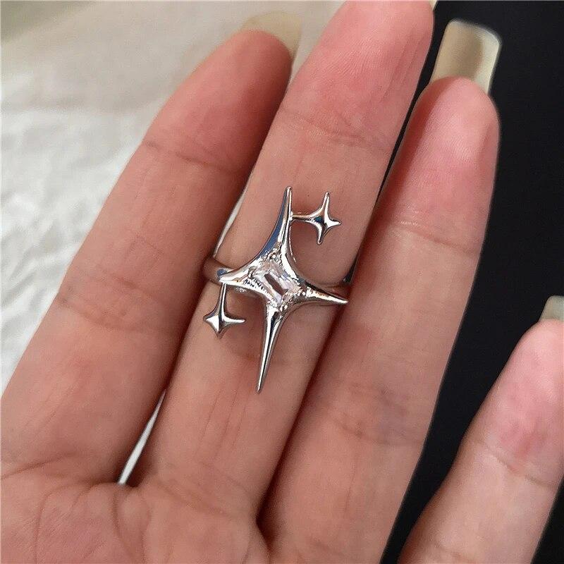 Unregelmäßige rote Kristallglas-Herz-ästhetische Ringe für Frauen Y2K Gothic Tier Spinnenring Kreativer Grunge Schmuck Zubehör von Joom DACH