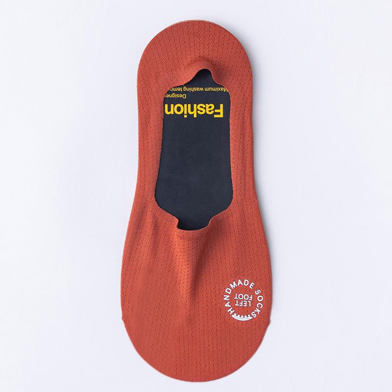 Unsichtbare, niedrig geschnittene Baumwollsocken für Herren, lässig, atmungsaktiv, rutschfest, bequeme Mesh-Socken aus Silikon One size ziegelrot von Joom DACH