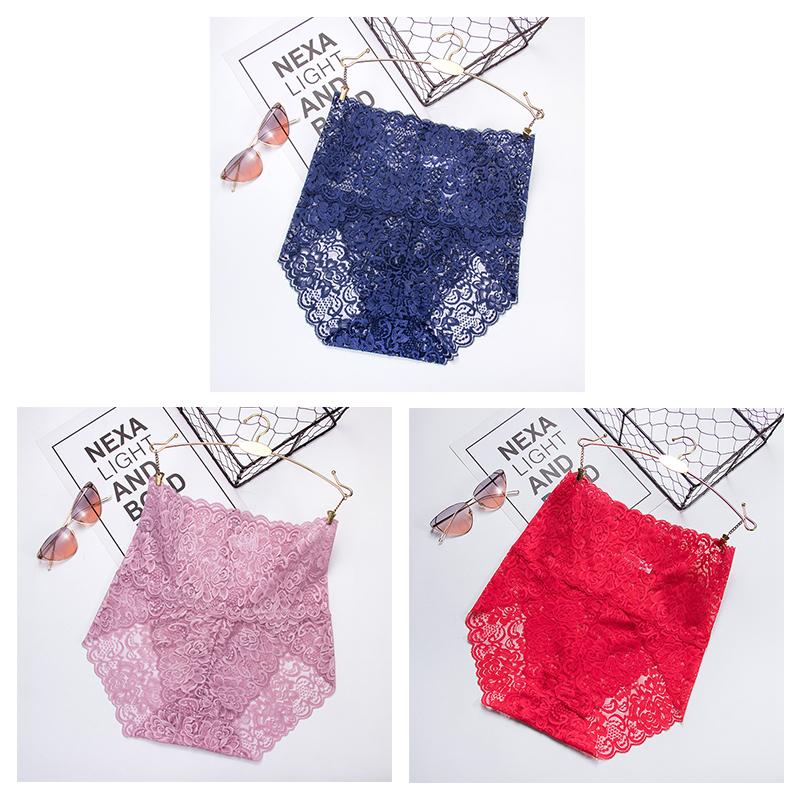 Unsichtbare nahtlose Bikini-Unterwäsche für Damen, hohe Taille, florale Spitzenhöschen, Übergröße, Hipster-Körperformer, Butt Lift Knicker 3XL elfenbein von Joom DACH