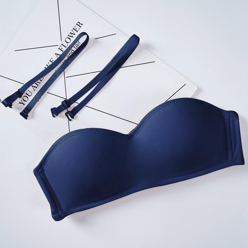 Unsichtbarer trägerloser Push-Up-BH für Hochzeit ohne Träger, Damen-Sexy, kabelloses Bralette-Top, Dessous, nahtlose Unterwäsche 36B dunkelblaue von Joom DACH