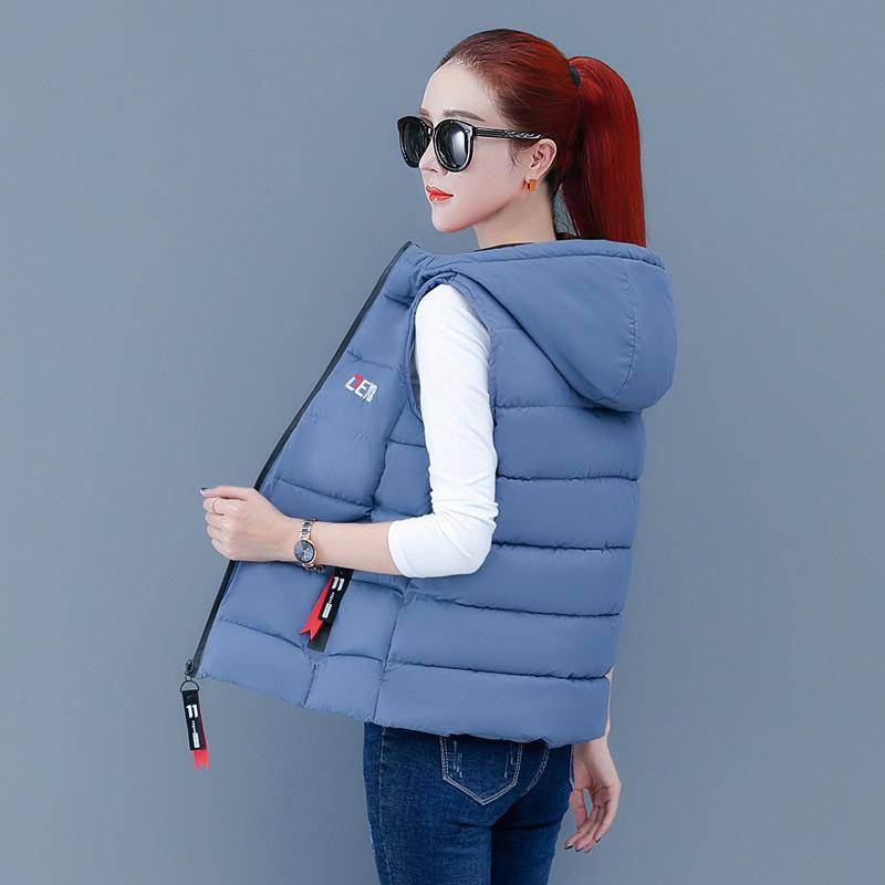 Unten Baumwolle Weste Frauen Kurze Jacke Oberbekleidung Herbst Winter Mode Alle-Spiel Plus Größe Weste Westen Frau XXXL blau von Joom DACH