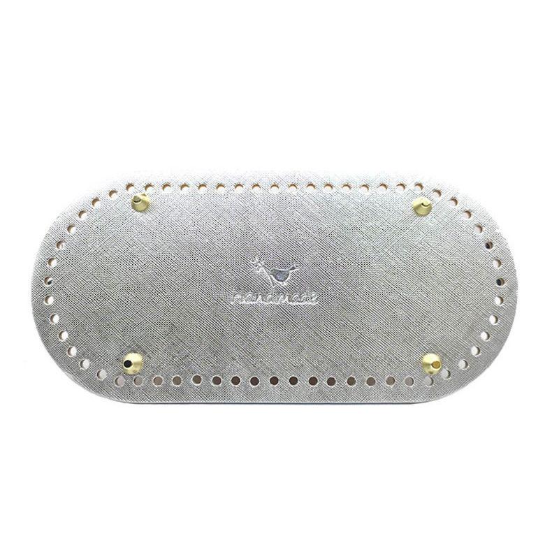 Untere Basis aus Leder mit vorgebohrten Löchern zum Stricken von DIY-Geldbörsen, Handtaschen, Umhängetaschen silber von Joom DACH