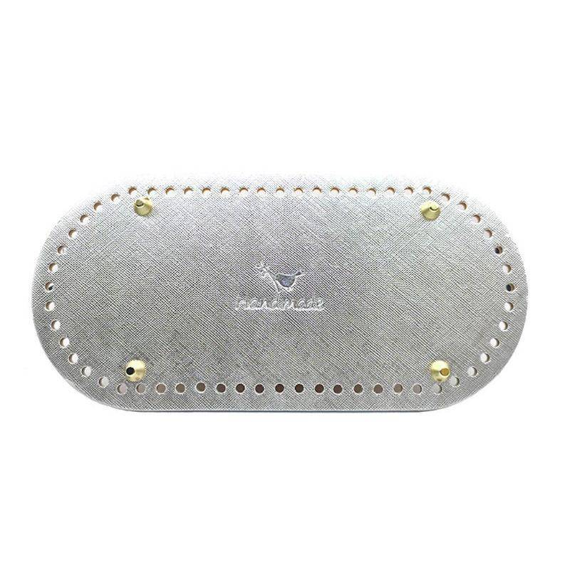 Untere Basis aus Leder mit vorgebohrten Löchern zum Stricken von DIY-Geldbörsen, Handtaschen, Umhängetaschen silber von Joom DACH