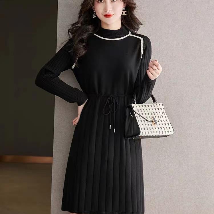 Unterkleid für Damen mit Mänteln, Mittellang, Herbst- und Winterstil, Taillenbetont, Schlankmachender Wollstrick-Basispulloverrock, Dick XL von Joom DACH