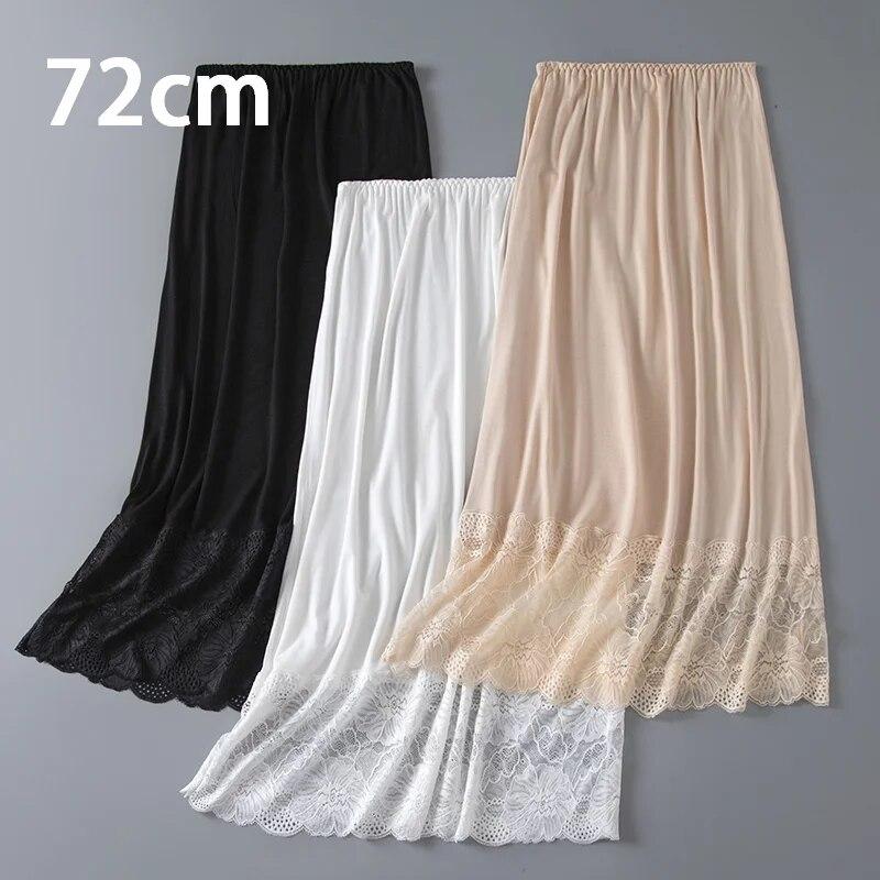 Unterrock Modal Damen Halblanger Rock Spitzen Slip Innenbekleidung Kurzer Rock Damen Halb Slip Kleid Petticoat One Size weiß von Joom DACH