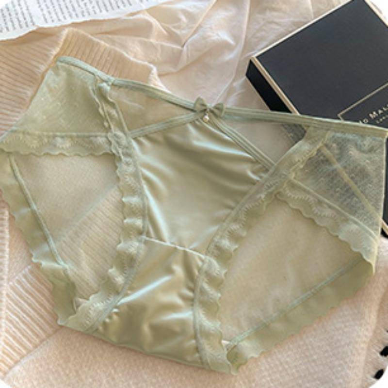 Unterwäsche Antibakterieller Schritt Mittelhoher, schnelltrocknender, nahtloser, hohler Slip für Damen mit Spitze L grün von Joom DACH