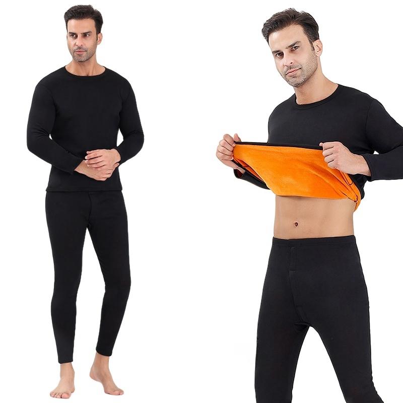 Unterwäsche-Sets für den Winter, lange Unterhosen, dick, thermisch, warm, für Herren, langärmelig, plus Samtverdickung 4XL schwarz von Joom DACH