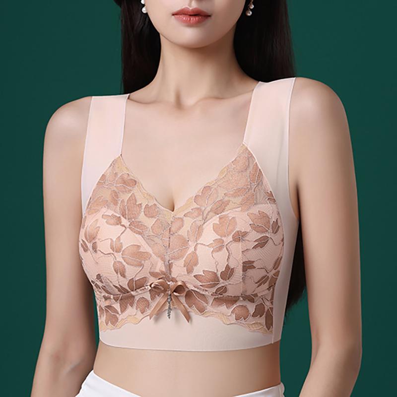 Unterwäsche Spitze Sammeln Weste Weibliche Aushöhlen Dessous Nahtlose BH Atmungsaktiv Push Up Bralette Draht Freies BH Frauen Top 44BCD von Joom DACH