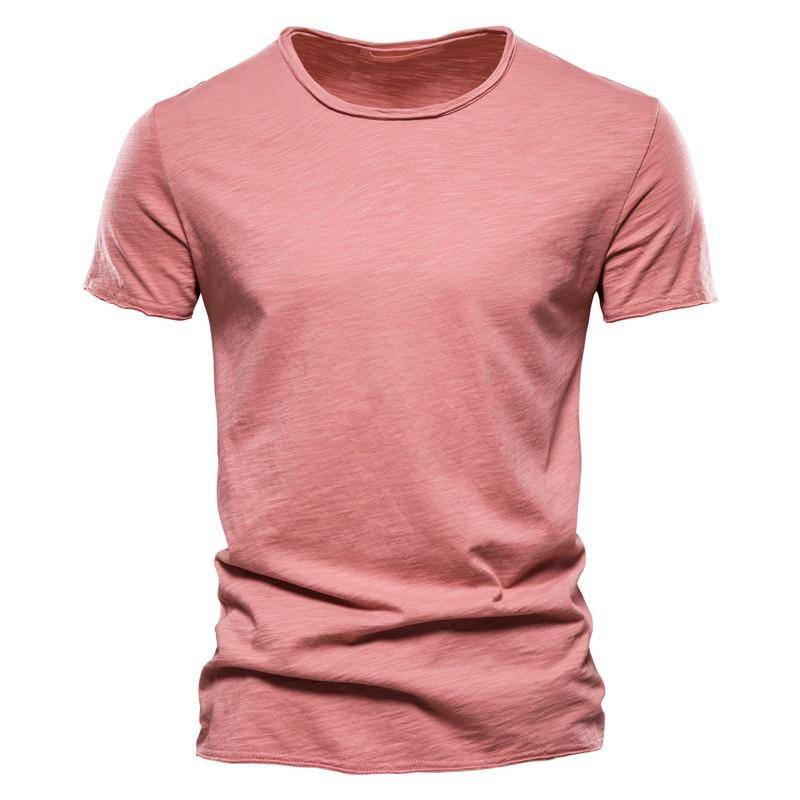 Usegiraffe Marke Qualität Elastizität T-Shirt männer Oansatz Slim Fit 100% Baumwolle T-shirt Mode Kurzarm T Shirt männer tops Casual T-shirt L rot von Joom DACH