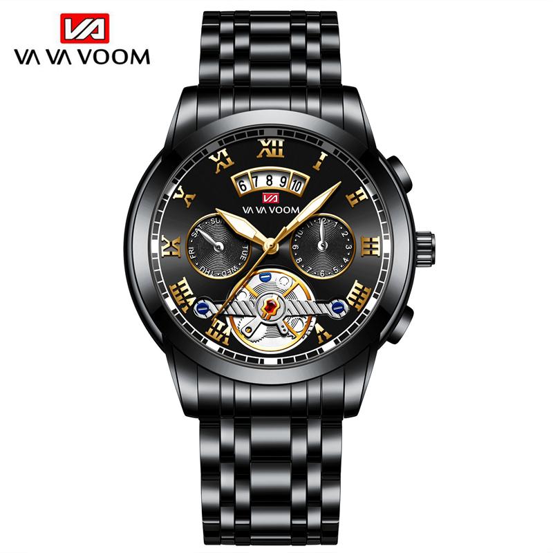 VA VA VOOM Top Marke Männer Quarzuhr Sport Herren Quarzuhren Wasserdichte Chronograph Armbanduhr Männer Relogio Masculino für männer Uhren gold/schwarz von Joom DACH