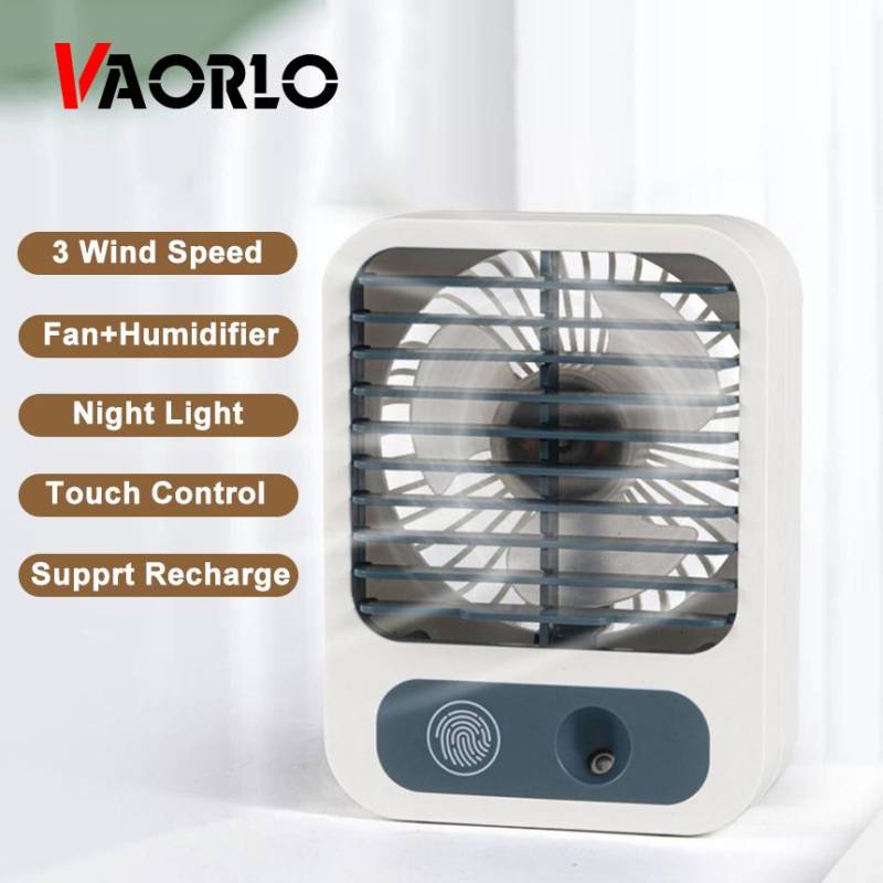 VAORLO Cool Fan Mini-Luftbefeuchter 2 in 1 mit Nachtlicht-Unterstützung, Touch-Steuerung, 3 Windgeschwindigkeiten, einstellbar, ca. 6 Stunden Arbeit, wiederaufladbar blau von Joom DACH
