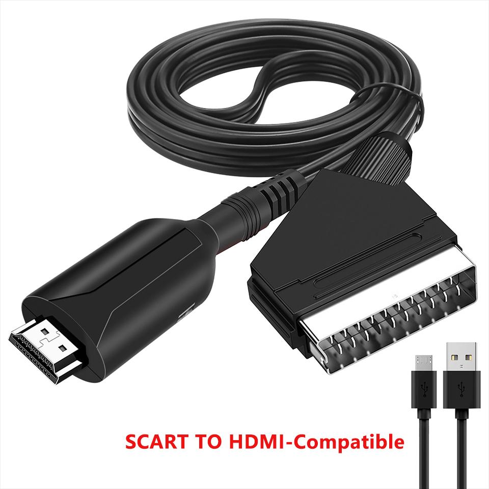 VAORLO HDMI-kompatibel zu SCART Kabel SCART-HDMI-kompatibel Ausgang Video Audio Konverter Adapter Für HDTV DVD Für Sky Box STB Plug und Play DC Kabel SCART-HDMI schwarz von Joom DACH