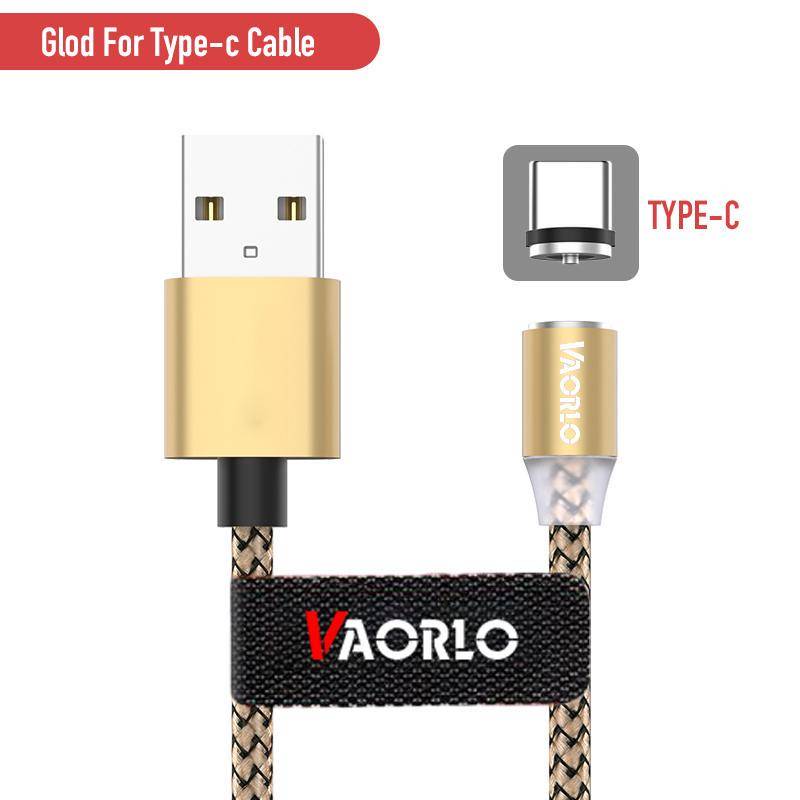VAORLO USB-Datenkabel Magnetisches Ladekabel 360° drehbares Ladegerät für iPhone XiaoMi Huawei mit Kabel-Organizer Type-C gold von Joom DACH