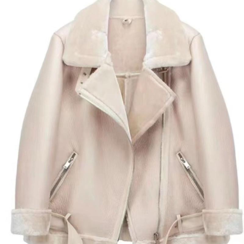 VAYLA Damen Pelz Warme Jacke Herbst und Winter Mode Revers Langarm Tasche Reißverschluss Dekoration Motorradjacke XL von Joom DACH