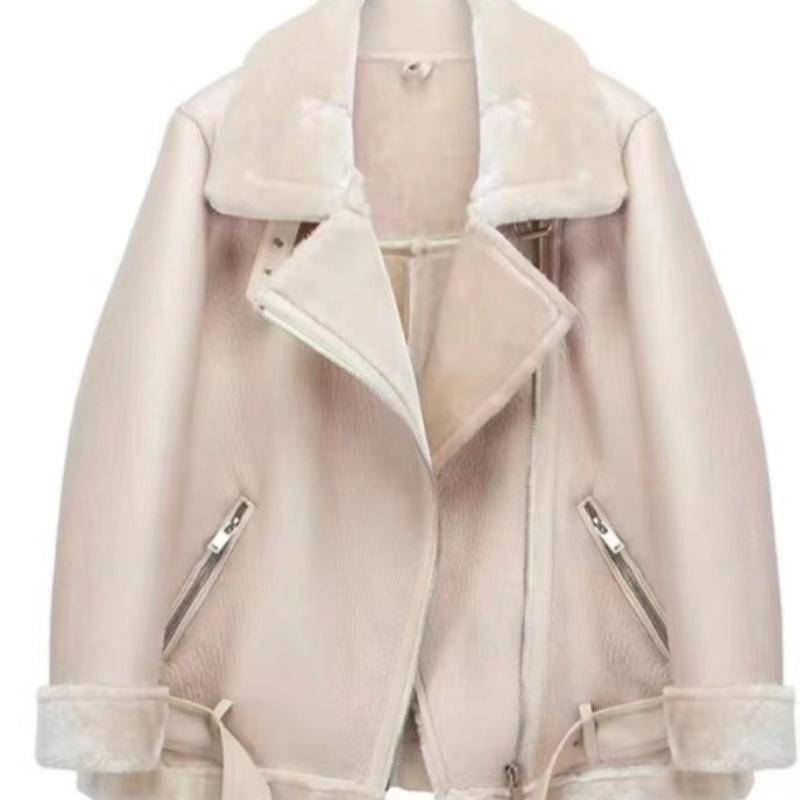 VAYLA Damen Pelz Warme Jacke Herbst und Winter Mode Revers Langarm Tasche Reißverschluss Dekoration Motorradjacke XL von Joom DACH