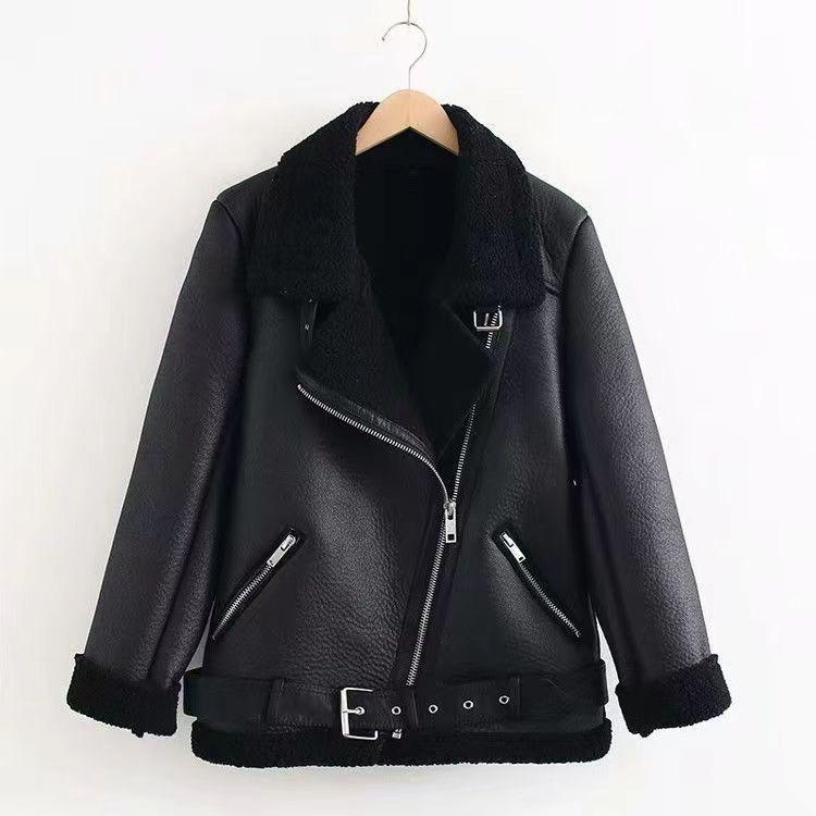 VAYLA Damen Pelz Warme Jacke Herbst und Winter Mode Revers Langarm Tasche Reißverschluss Dekoration Motorradjacke XL von Joom DACH