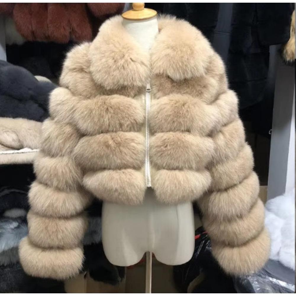 VAYLA Lässiger Weißer Schwarzer Flauschiger Herbst Winter Kunstpelzmantel Damen Kurze Jacke Langarm Cropped Puffer Pelzjacke Für Damen Oberbekleidung M helle khaki von Joom DACH