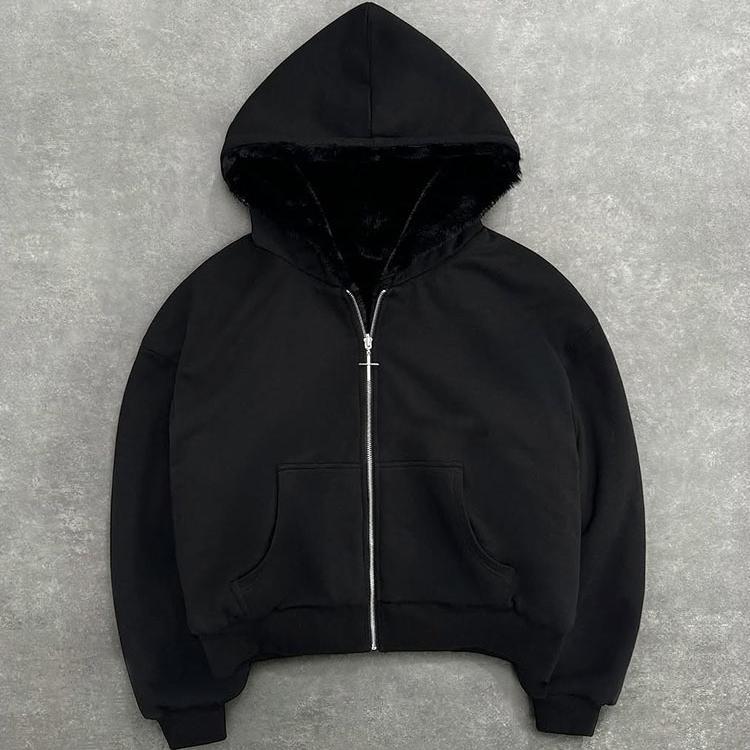 VAYLA Neuer Doppelseitiger Bekleidung Harajuku Retro Leopardenmuster Modischer Lockerer Reißverschluss-Hoodie Herren Street Hip-Hop Casual Sweatshirt M von Joom DACH