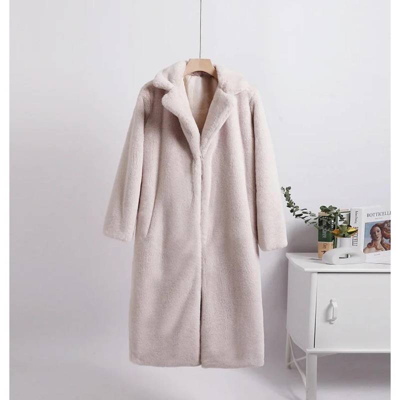 VAYLA Winter Damen Hochwertiger Faux Kaninchen Luxus Langer Pelzmantel Revers Übermantel Dick Warm Weiblich Plüschjacke Große Größe 5XL XXXL von Joom DACH