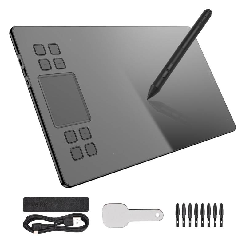 VEIKK A50 Grafik-Zeichentablett, 10 x 6 Zoll, große aktive Fläche, 8 Express-Tasten und Gesten-Touchpad schwarz von Joom DACH