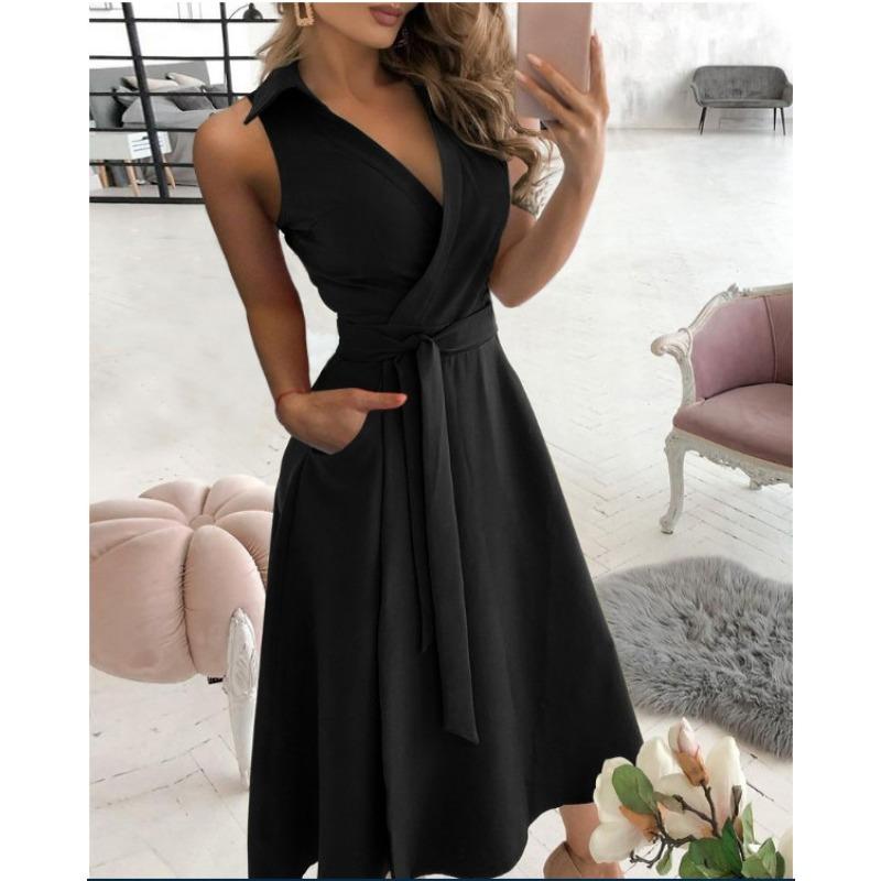 VEZFAA Damenmode Sommer Frühling Einfarbig Druck Ärmellos POLO-Kragen Mittlere Taille Lässige Kleider L schwarz VEZFAA Damenmode Sommer Frühling Einfarbig Druck Ärmellos POLO-Kragen Mittlere Taille Lässige Kleider L schwarz von Joom DACH