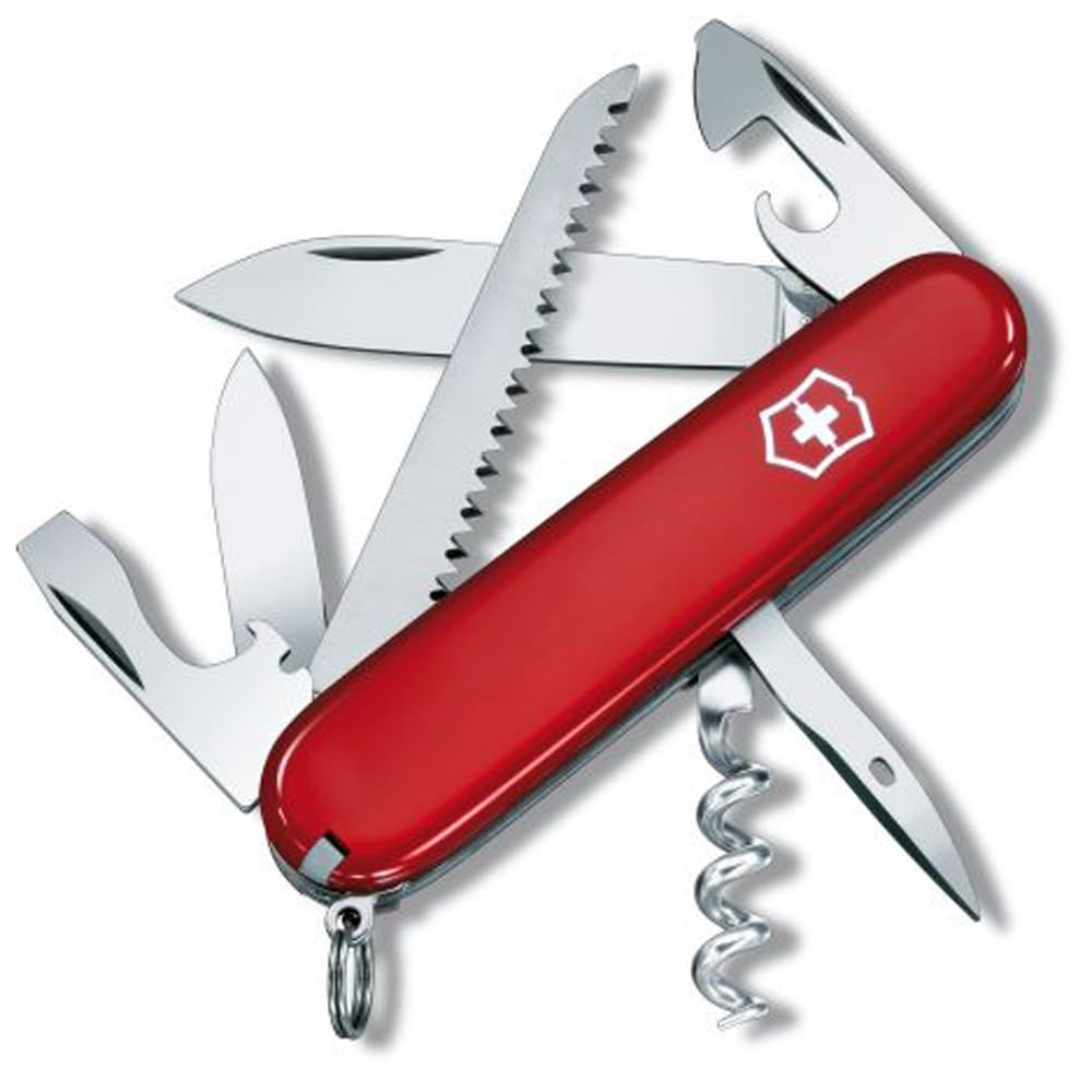 VICTORINOX Camper Red Messer Outdoor Camping Säge mit kleinem Schlitzschraubendreher Swiss Made mit 13 Funktionen und Messer Multitool [] 1.3613 rot von Joom DACH