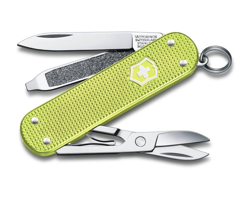 VICTORINOX Classic ALOX Classic Colors Lime Twist Schweizer Taschenmesser Messer Katastrophenschutzartikel Outdoor Camping Geschenk Präsent Schere Schlitzschraubendreher von Joom DACH