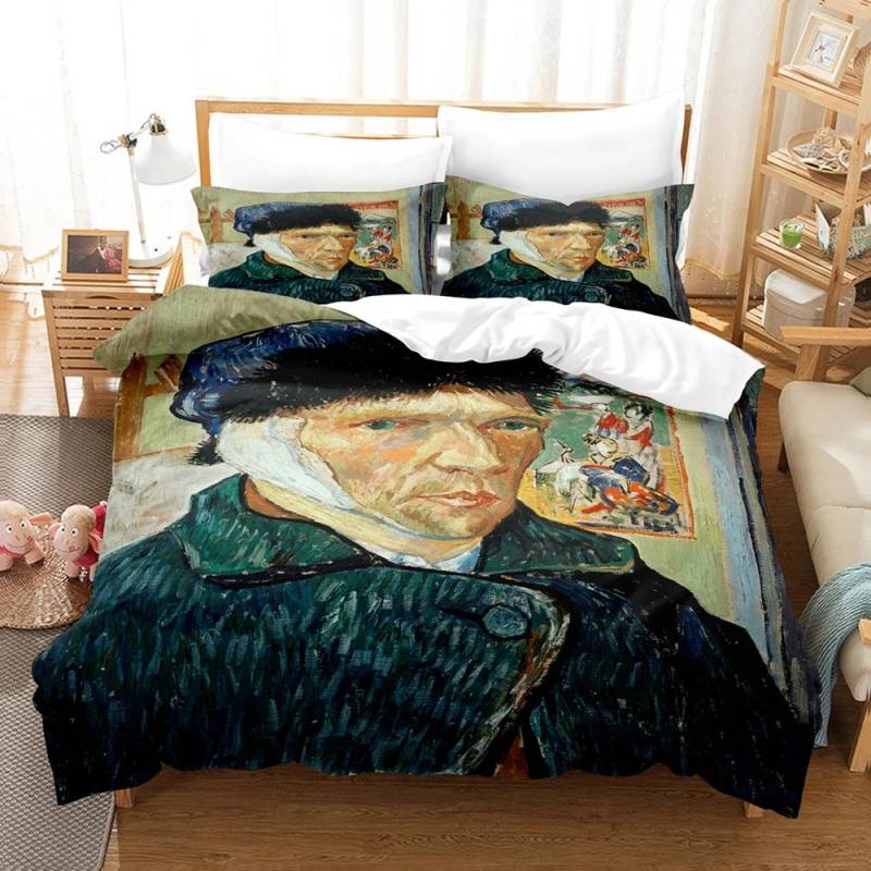 Van Gogh Ölgemälde Bettwäscheset Queen King Size Schlafzimmerdeko Bettbezug und Kissenbezug 2/3 Stück Heimtextilien EU single(135x200cm) von Joom DACH