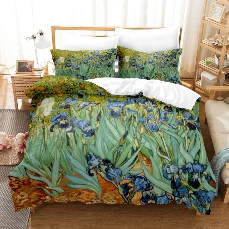 Van Gogh Ölgemälde Bettwäscheset Queen King Size Schlafzimmerdeko Bettbezug und Kissenbezug Heimtextil AU Double 180x210cm von Joom DACH
