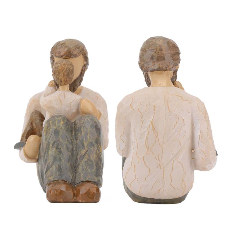 Vater und Sohn Statue Handbemalt Lebensechtes Aussehen Robuster Kunstharz Familienfigur für Bücherregal von Joom DACH