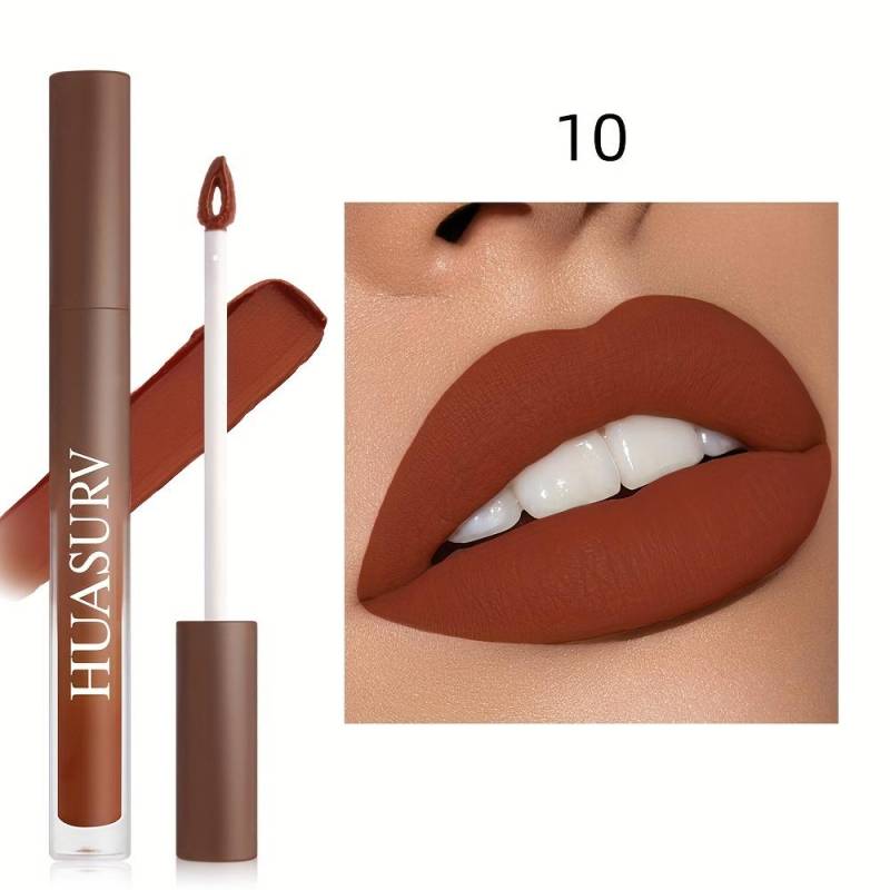 Velvet Lip Glaze in 19 Farben, langanhaltender, lichtechter, nicht haftender Lippenstift mit mattem Finish, becherförmiges Design, Lipgloss-Make-up für Damen mit leuchtenden Farben 10 von Joom DACH