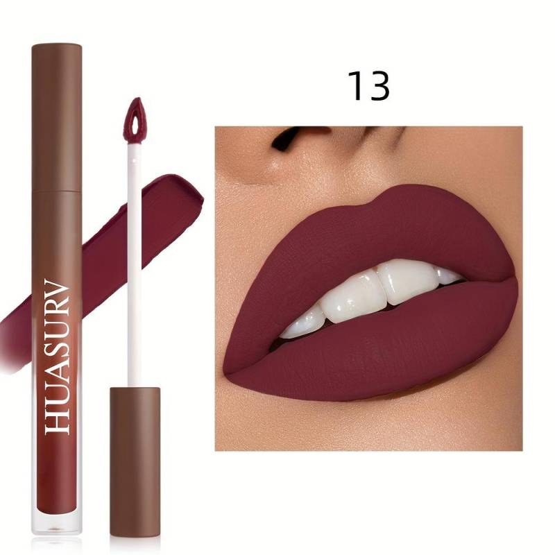 Velvet Lip Glaze in 19 Farben, langanhaltender, lichtechter, nicht haftender Lippenstift mit mattem Finish, becherförmiges Design, Lipgloss-Make-up für Damen mit leuchtenden Farben 13 von Joom DACH