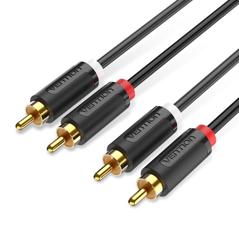 Vention 2RCA-Audiokabel, Stecker auf Stecker, RCA auf RCA auf 0,5 m–3 m, Kabel für Heimkino, DVD-Verstärker, vergoldetes Kabel 1m schwarz von Joom DACH