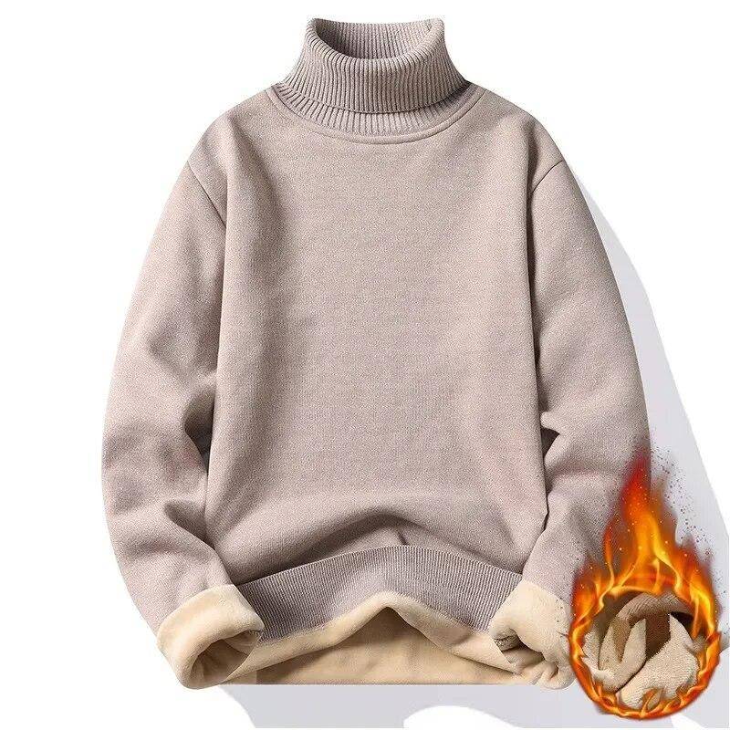 Verdicken Samt Rollkragenpullover Frauen Koreanische Mode Gefüttert Warm Sueter Gestrickte Pullover Schlank Top Winter Jersey Strickwaren 2024 Asian XXXXL beige von Joom DACH