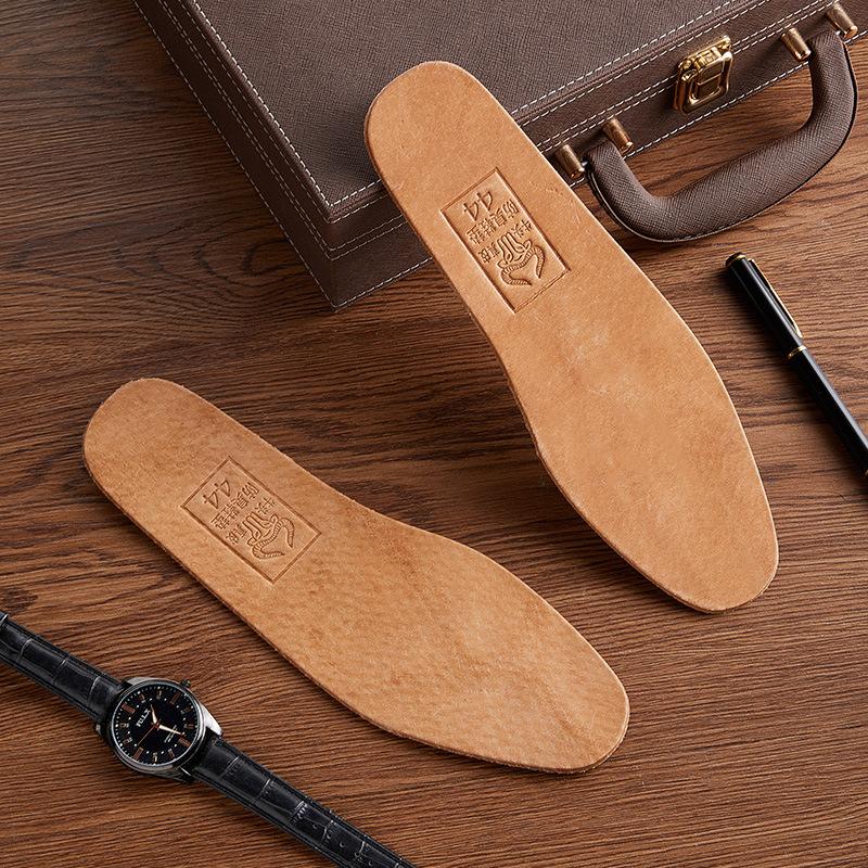 Verdickte, feuchtigkeitsableitende, atmungsaktive Deodorant-Sporteinlegesohlen aus echtem Leder für Männer und Frauen Size 45 kaffeebraun von Joom DACH