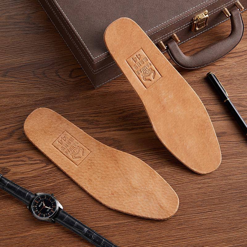 Verdickte, feuchtigkeitsableitende, atmungsaktive Deodorant-Sporteinlegesohlen aus echtem Leder für Männer und Frauen Size 45 kaffeebraun von Joom DACH