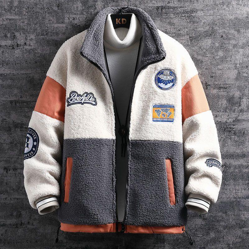 Verdickte, mit Fleece gefütterte Jacke für Herren, lässiges Winter-Sweatshirt mit lockerer Passform, Jugendmode, trendige Herren-Oberbekleidung M grau von Joom DACH