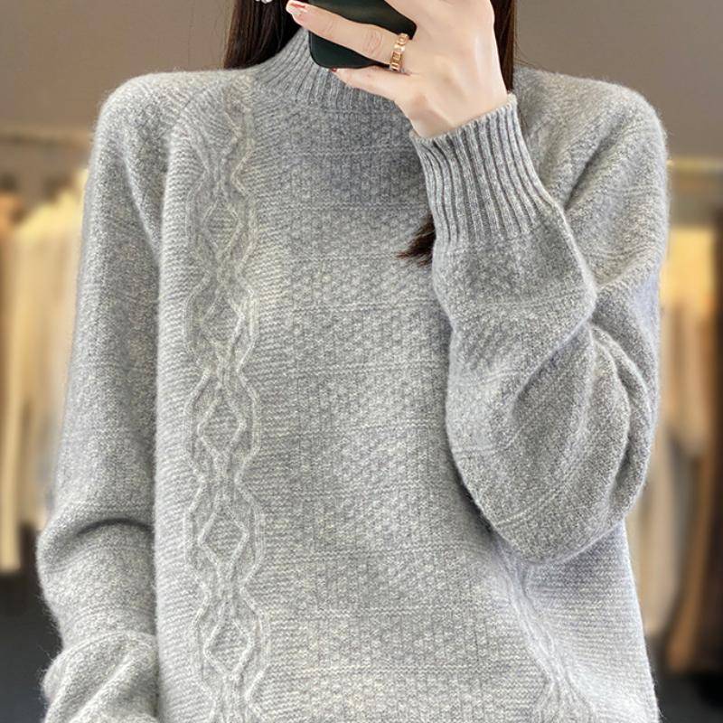 Verdickte Cardigan mit halbohem Kragen für Damen im Herbst und Winter Weicher und geschmeidiger hautfreundlicher Kaschmirpullover Warmes Unterhemd Top XXL von Joom DACH