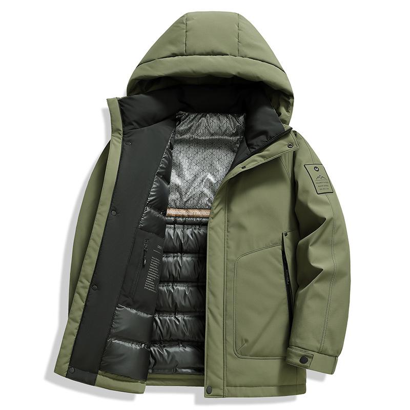 Verdickte Daunenjacke Herren Neu Winter Indoor-Bekleidung Wasserdichte Herrenjacke Kapuze Außen Daunen Warme Oberbekleidung Herrenbekleidung 4XL grün von Joom DACH