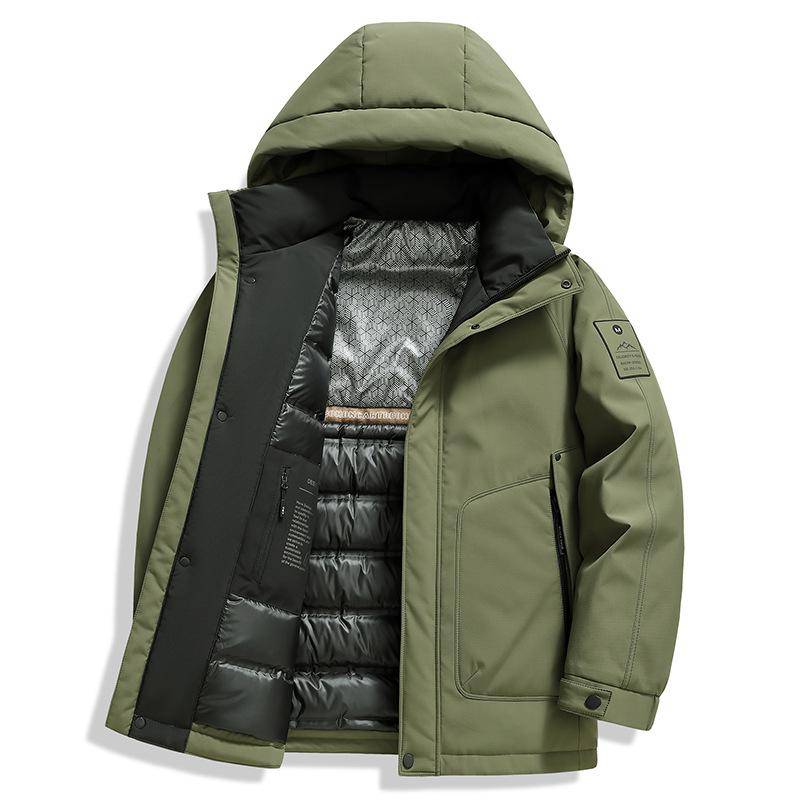 Verdickte Daunenjacke Herren Neu Winter Indoor-Bekleidung Wasserdichte Herrenjacke Kapuze Außen Daunen Warme Oberbekleidung Herrenbekleidung 4XL grün von Joom DACH