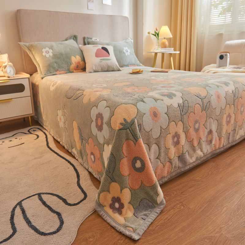 Verdickte Korallenwolldecke, Bettlaken, Wärmedämmung, Einzelschlafsaal, doppelseitige Decke, Matratzenbett, Wärmedämmung 150*200cm von Joom DACH