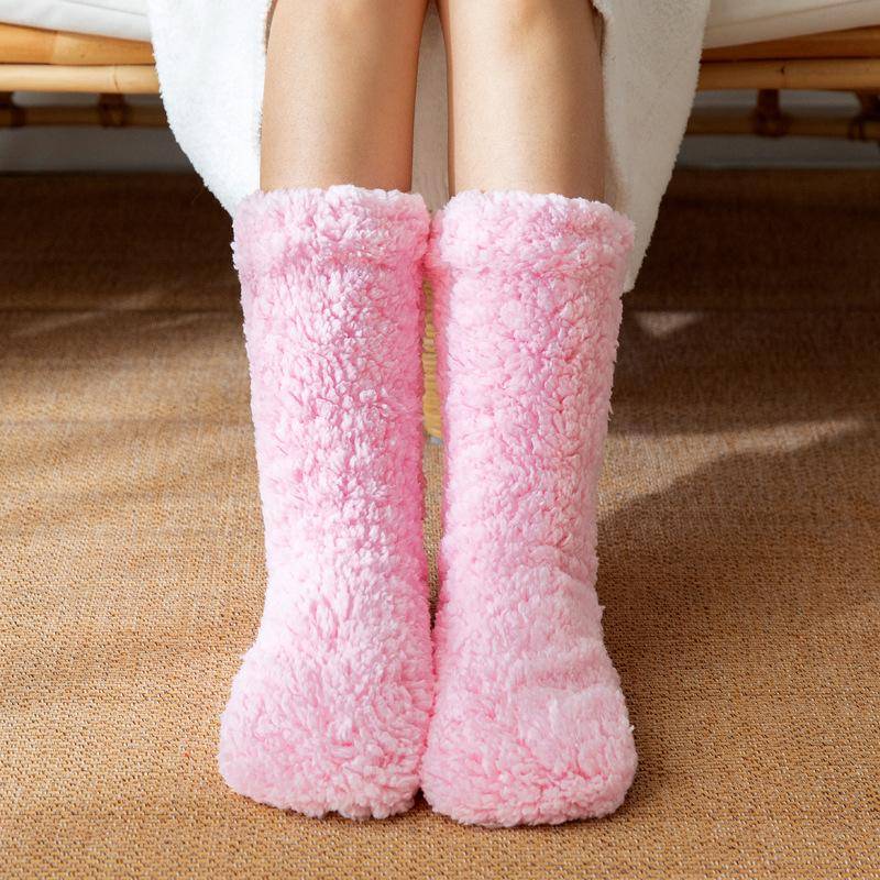 Verdickte Thermosocken Damen Winter Warm Zuhause Weich Verdickt Plus Samt Schlaf Anti-Rutsch Boden Hausschuh Socke Halloween Geschenk rosa von Joom DACH