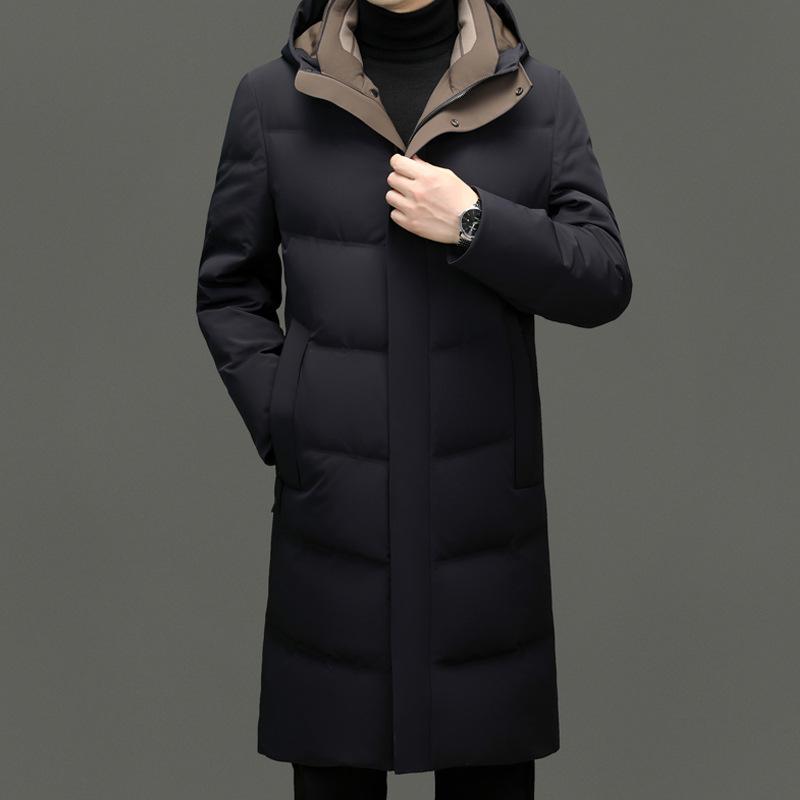 Verdickte lange Daunenjacke Herren Winter Neue einfache warme Daunenjacke XXXXL navy blau von Joom DACH