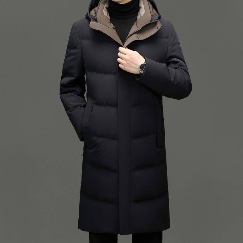 Verdickte lange Daunenjacke Herren Winter Neue einfache warme Daunenjacke XXXXL navy blau von Joom DACH