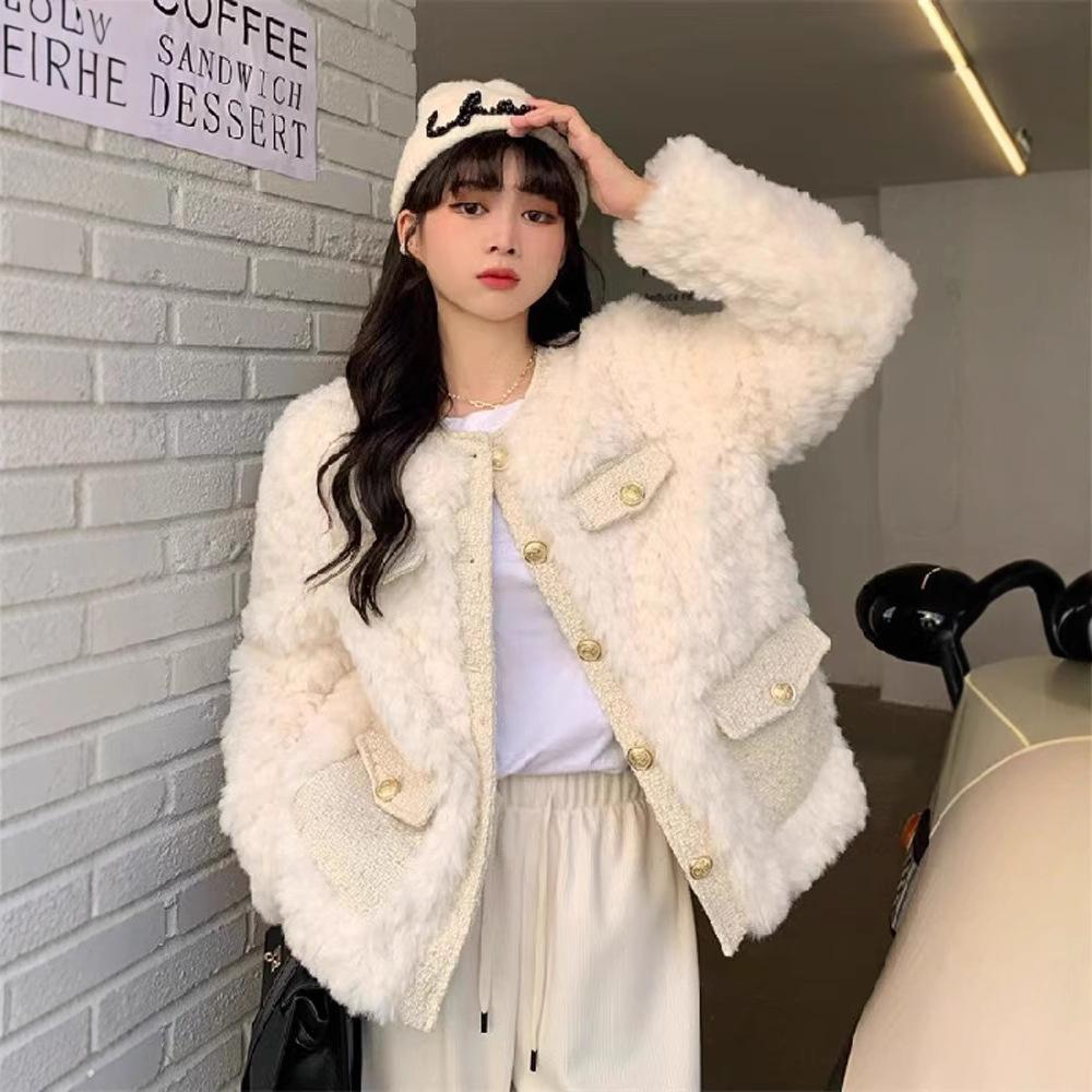 Verdickte lose kurze Jacke Damen Herbst und Winter Temperament Advanced Plüsch XL von Joom DACH