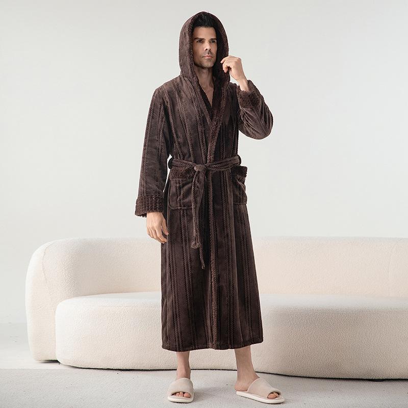 Verdickter Flanell-Paar-Bademantel, Winter, neuer warmer Pyjama, Pyjama für Männer und Frauen, Bademantel aus Korallensamt, Heimpyjama XL von Joom DACH