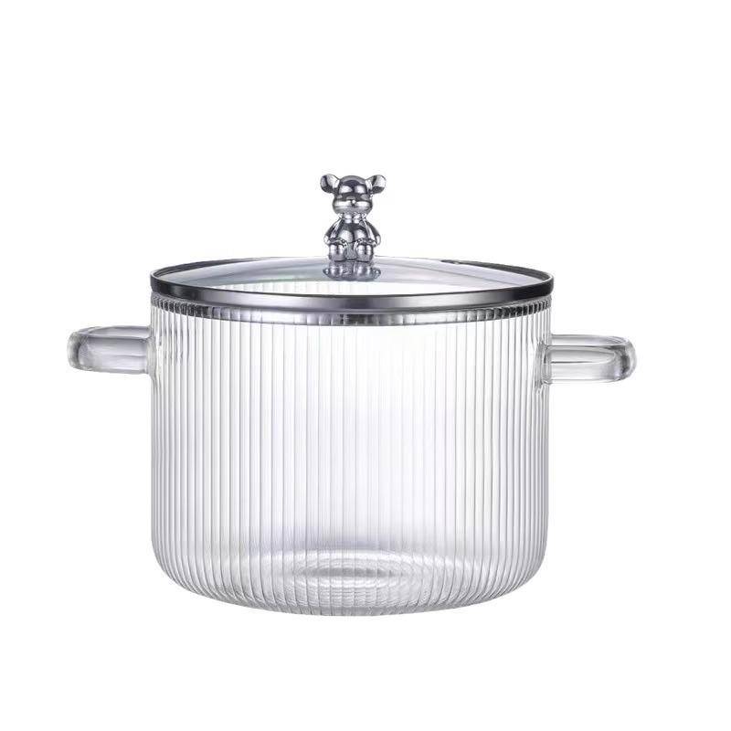 Verdickter Hochborosilikatglas-Doppelohr-Topf für Elektroherd oder offene Flamme - Perfekt für Suppen und Nudeln von Joom DACH