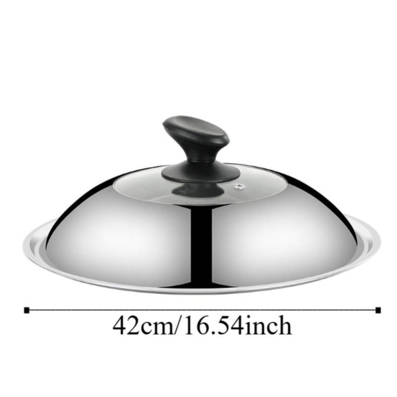 Verdickter Koch-Wok-Pfannendeckel Sichtbarer Küchen-Lebensmitteldeckel Langlebiger Runder Topfdeckel Hausmannskost 42cm von Joom DACH